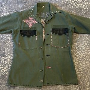 JARED BY KNIGHT 1 OF A KIND DISTRESSED JACKET / SHIRT SIZE S WITH EMBELL…